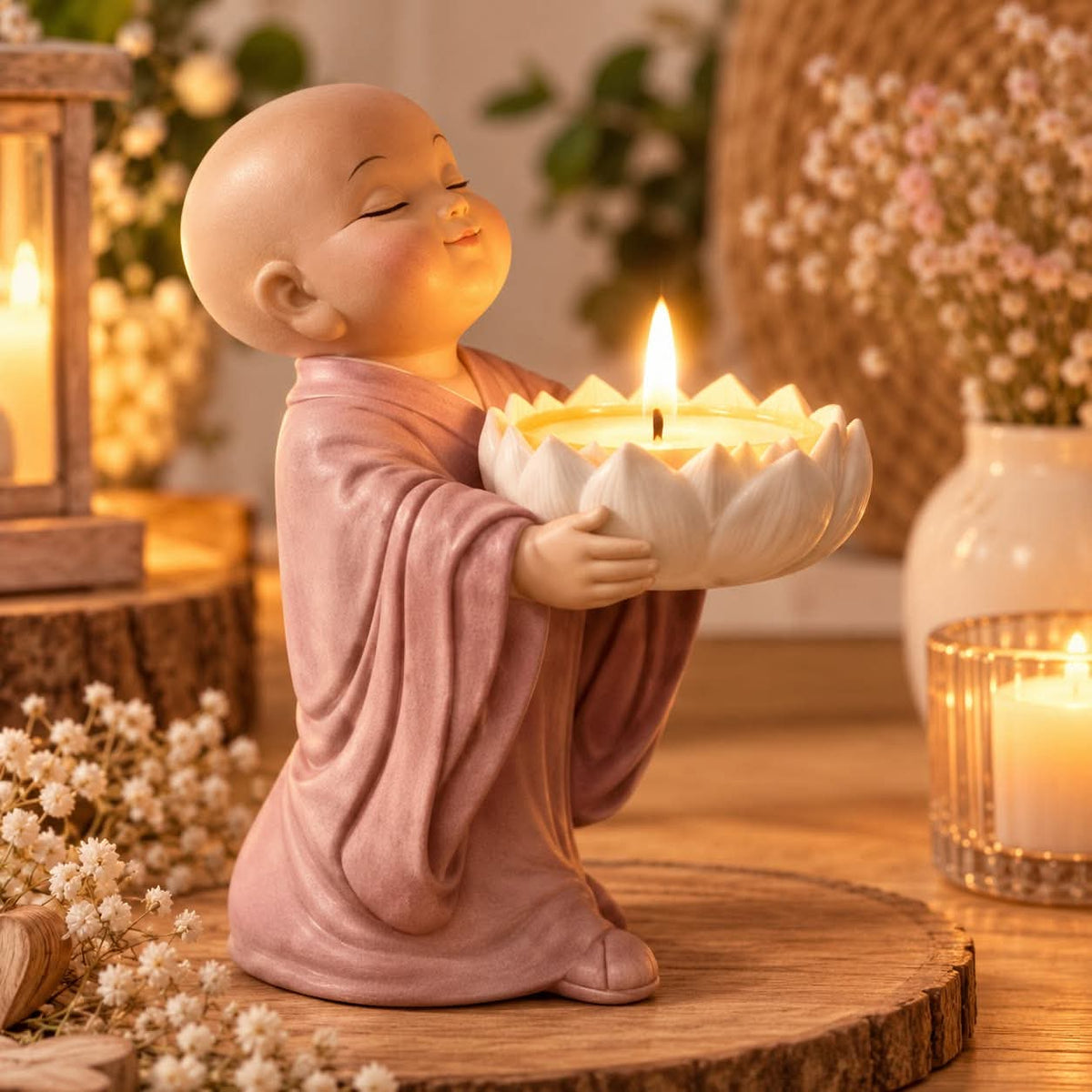 Statuette bouddha bougeoir