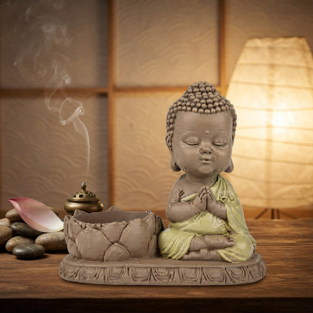 Statuette bougeoir en méditation