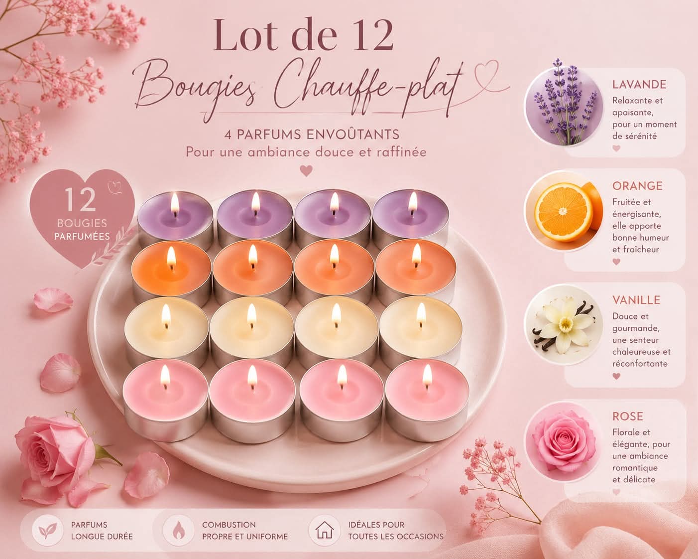 Lot de 12 bougie chauffe plat